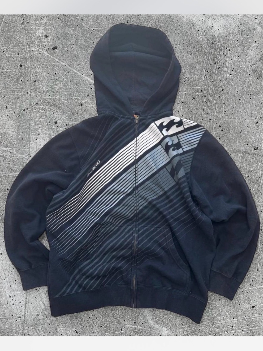 Y2K BILLABONG BLACK ZIP UP HOODIE - XL BOYS